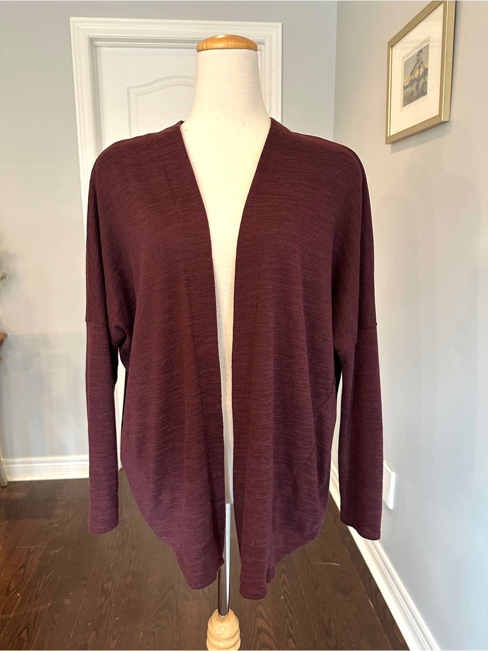 Lole Downtown Open-Front Cardigan Sweater - Burgundy - OS